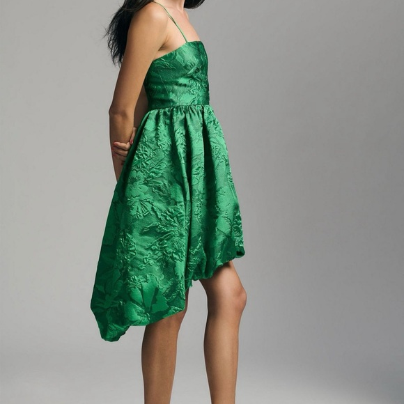 18W Anthropologie Jacquard Bubble Dress-Festive green textured floral dresss 18W - Picture 3 of 11